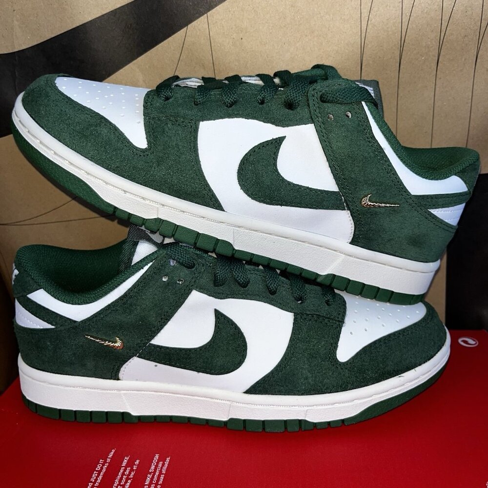 NEW Nike Dunk Low Gorge Green Gold Mini Swoosh IB4417 100 Women's Size 8.5